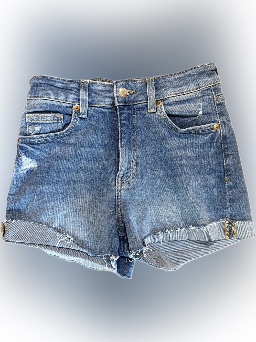 H&M Light Blue Distressed Denim Shorts Size 4